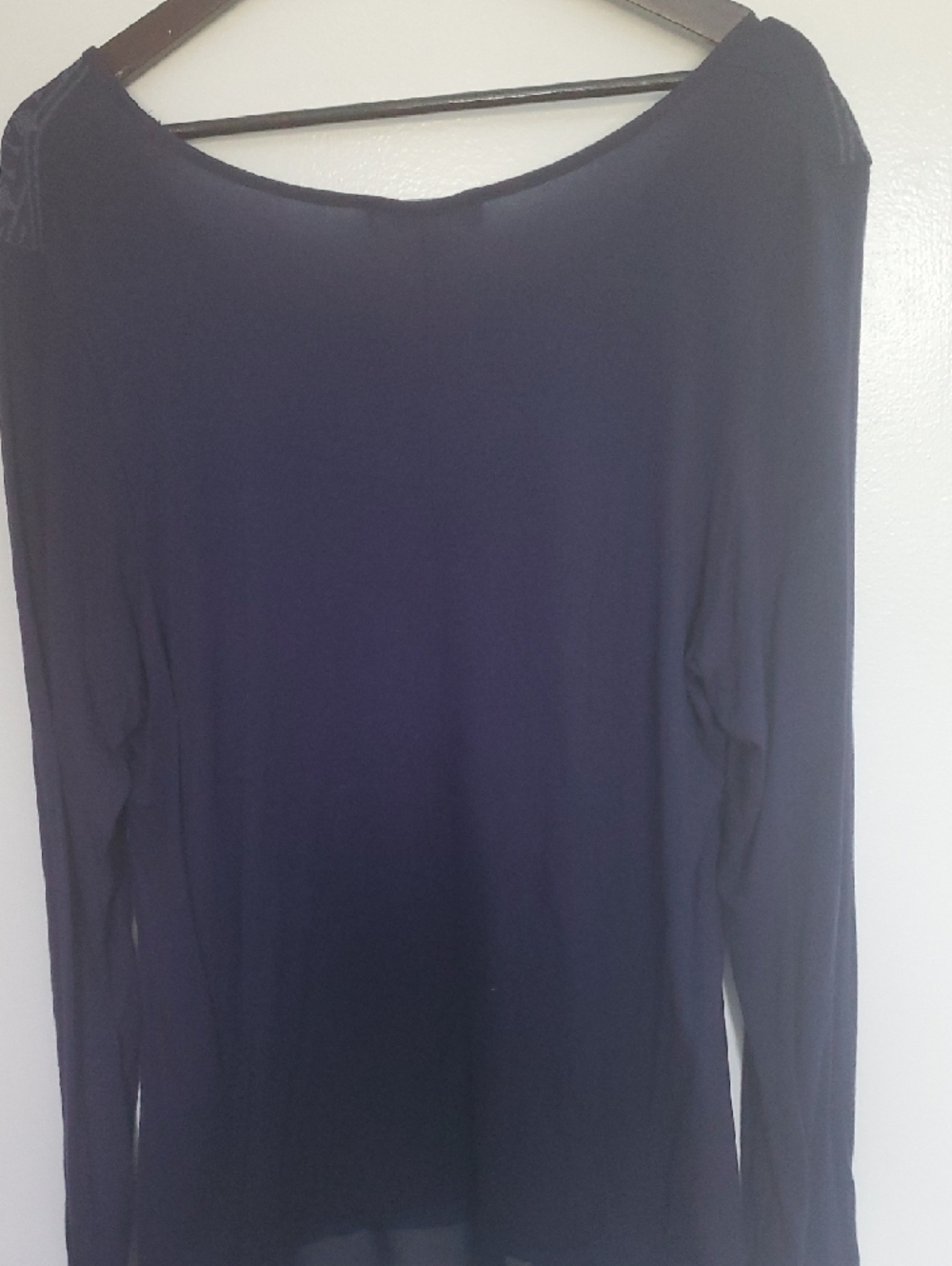 B.L.E.U. Navy Long-Sleeve Embellished Peasant Top - Picture 7 of 8